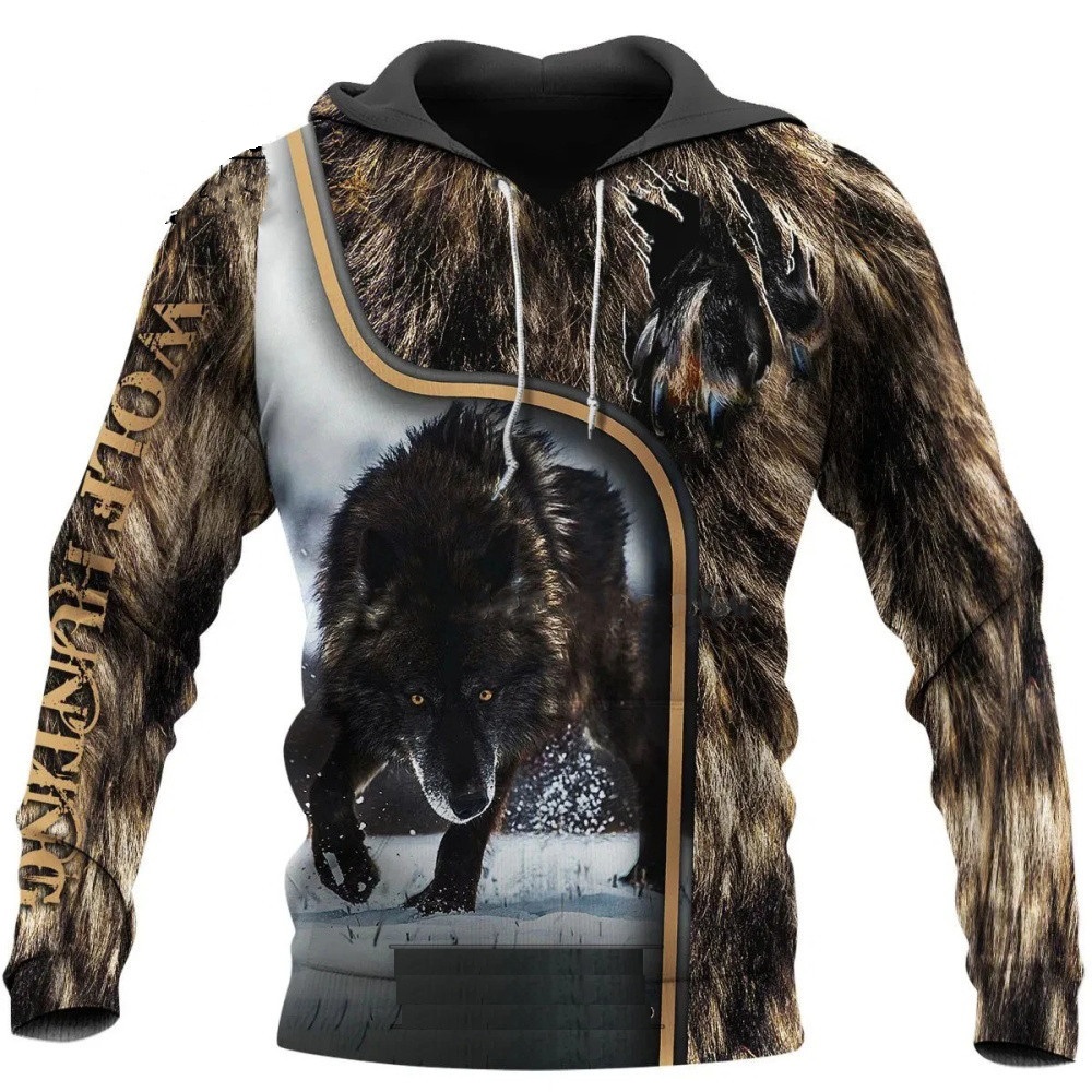 Wolf bedruckte Hoodies Männer  – Streetwear Brand Tracksuit Bewertung und Preis