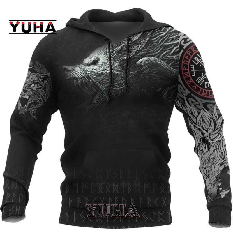 Wolf bedruckte Hoodies Männer  – Streetwear Brand Tracksuit Bewertung und Preis